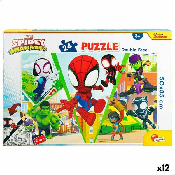 Gyermek Puzzle Spidey Kétoldalú 50 x 35 cm 24 Darabok (12 egység)