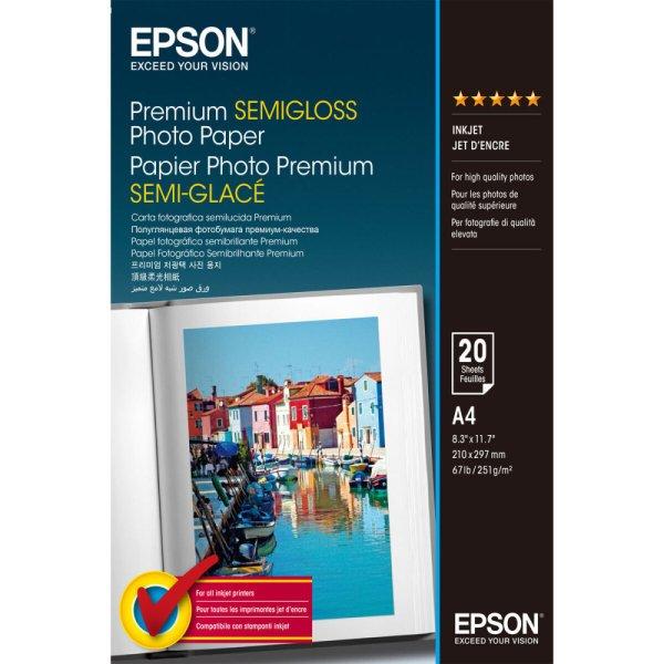 Fényes Fényképpapír Epson Premium Semigloss Photo Paper 20 Ágynemű 251
g/m² A4