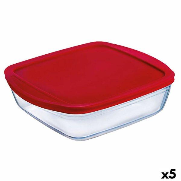 Négyzet alakú ebéd doboz fedéllel Ô Cuisine Cook&store Ocu Piros 2,2 L 25 x
22 x 5 cm Üveg Szilikon (5 egység)