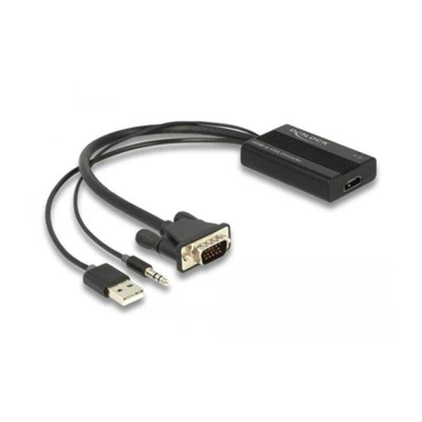 HDMI–VGA Audio Adapter DELOCK 64172 Fekete 25 cm