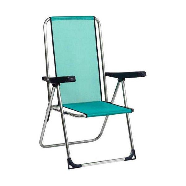 Strand szék Alco Több pozíció Zöld Alumínium 63 x 101 x 65 cm