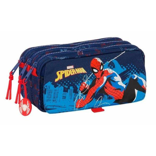 Hármas tolltartó Spider-Man Kék 21,5 x 10 x 8 cm
