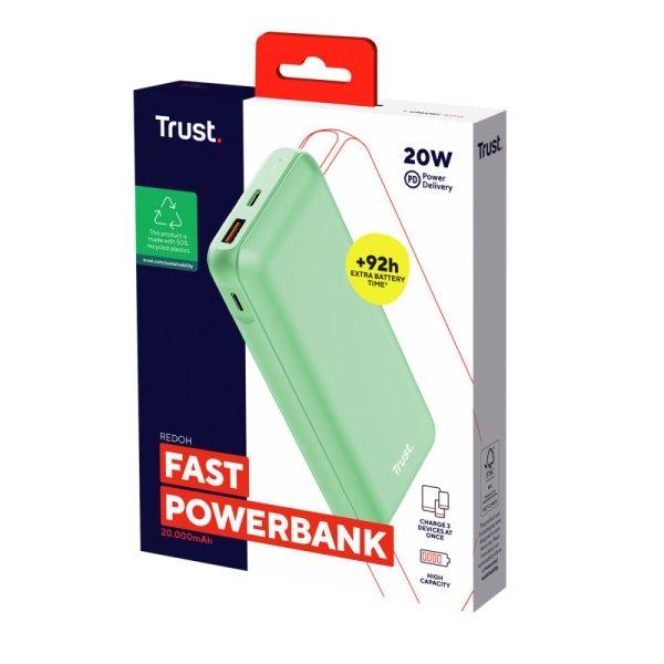 Powerbank Trust 25035 Zöld 20000 mAh (1 egység)