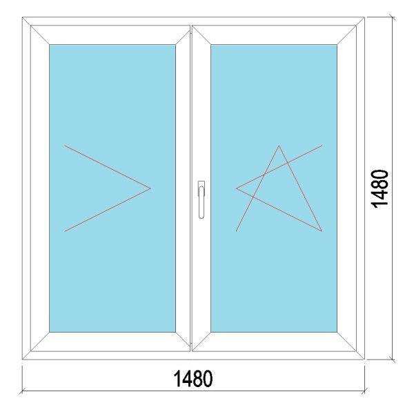 150x150 műanyag ablak, kétszárnyú, váltószárnyas, nyíló-bukó/nyíló,
3 réteg Decco 83