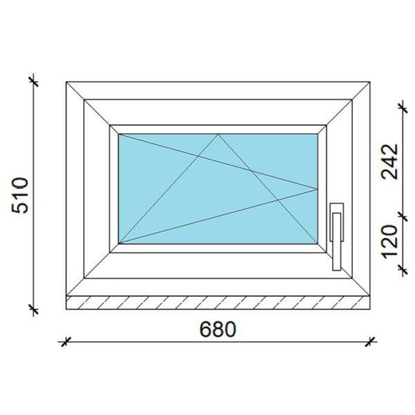 70x50 műanyag ablak, egyszárnyú, bukó/nyíló Gealan