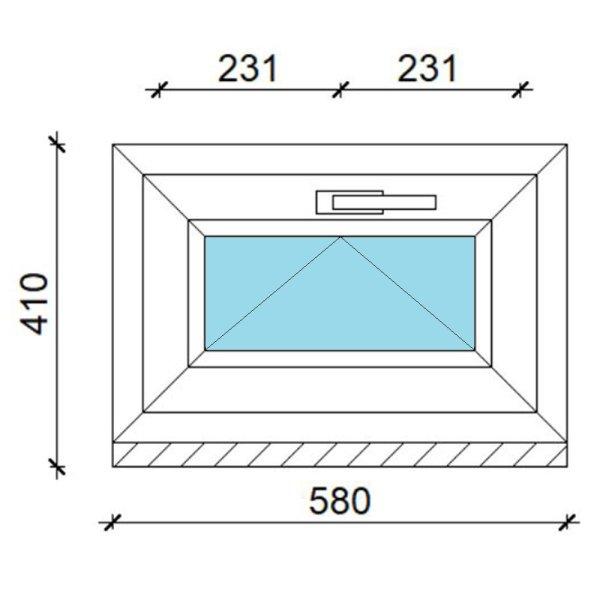 60x40 műanyag ablak, egyszárnyú, bukó Gealan