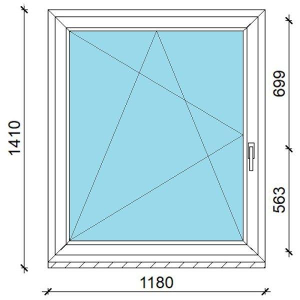 120x140 műanyag ablak, egyszárnyú, bukó/nyíló Gealan