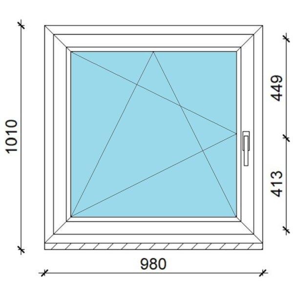 100x100 műanyag ablak, egyszárnyú, bukó/nyíló Gealan
