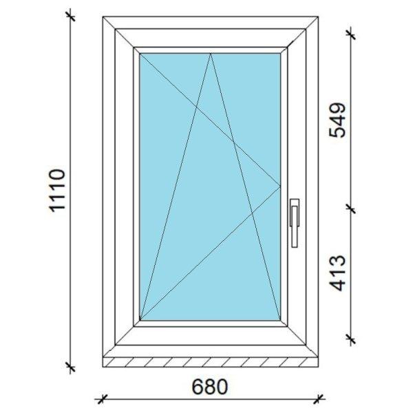 70x110 műanyag ablak, egyszárnyú, bukó/nyíló Gealan