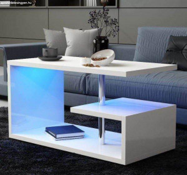 Homeland 100cm-es fehér dohányzóasztal, beépített RGB led világítással