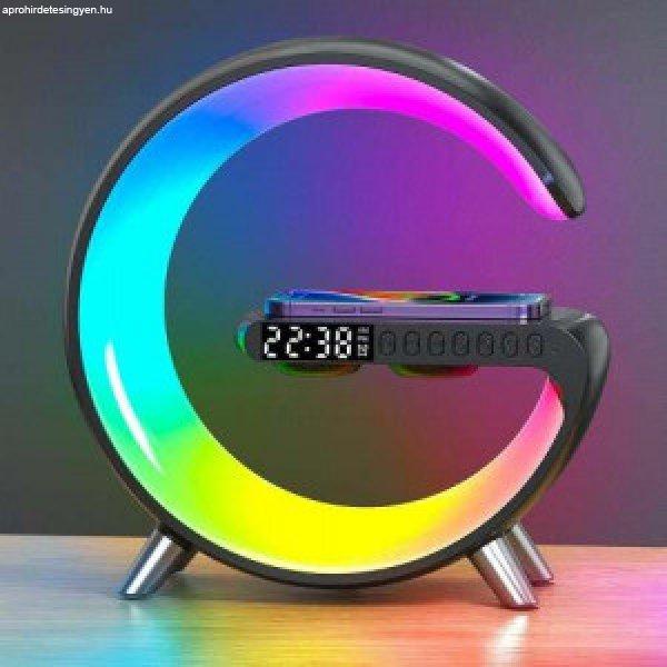 Intelligens asztali RGBW lámpa, hangszóró, 15W gyorstöltő, ébresztőóra