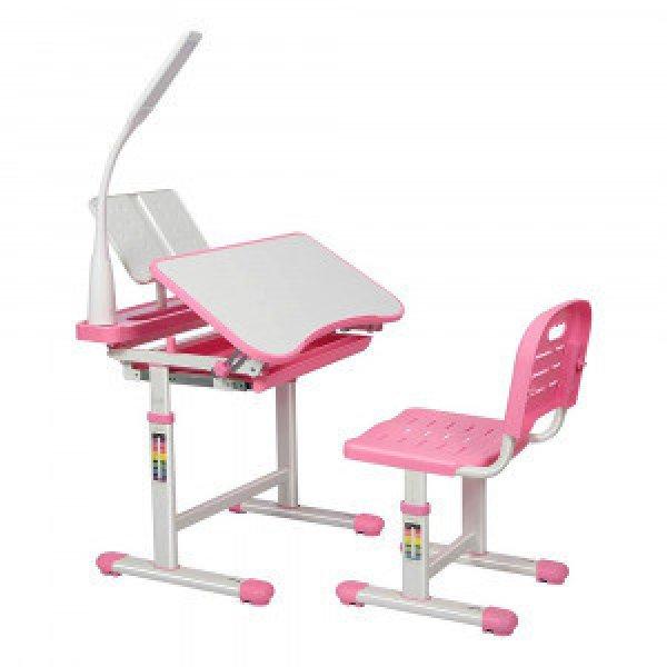 Állítható magasságú, többfunkciós, gyerek íróasztal, rózsaszín