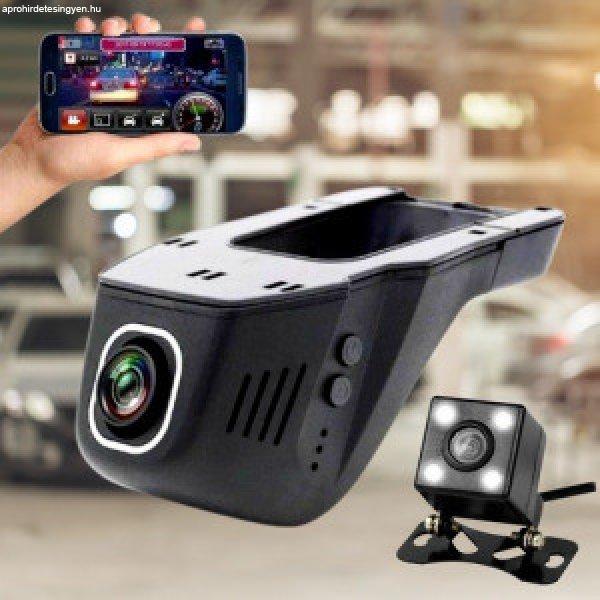 Széles látókörű HD autós fedélzeti/tolató kamera, mozgásérzékelő,
wifi