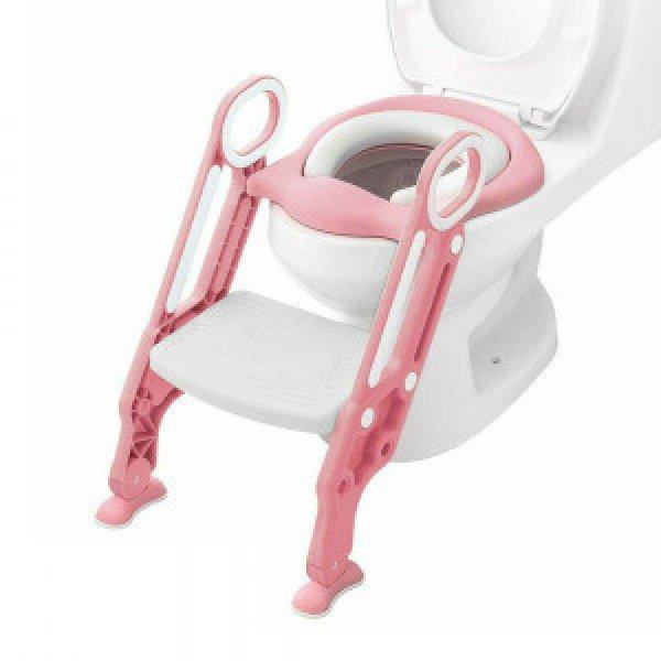 Bamny gyermek WC-ülőke, lépcsős kialakítás - rózsaszín-fehér
