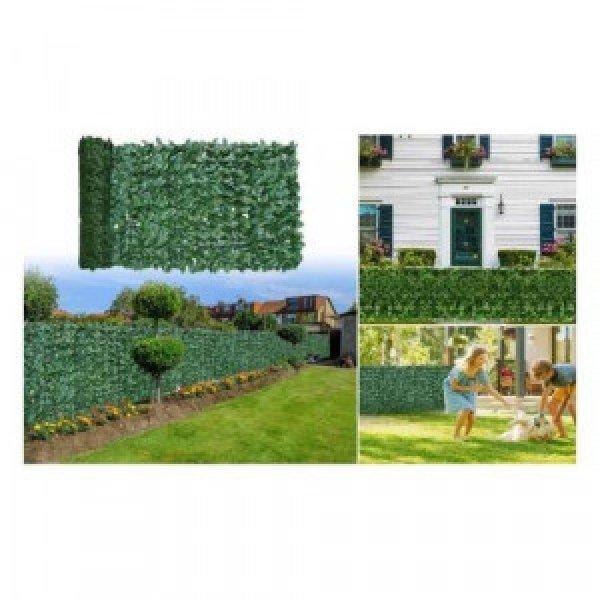 Zöld leveles belátás gátló háló és erkélyparaván 300x100cm