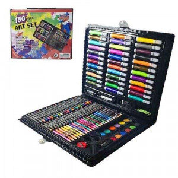 150 részes festő színező rajzkészlet, fekete táskában