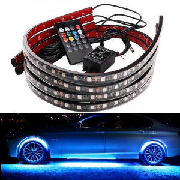 Bluetootos autós LED szalag - 120x90 cm, applikáció+távirányító