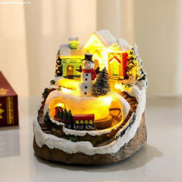 Mini vonat, mozgó karácsonyi dioráma led fényekkel