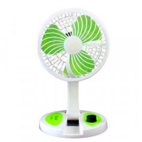 Zöld - asztali ventilátor + led fényvető - akkus, hordozható