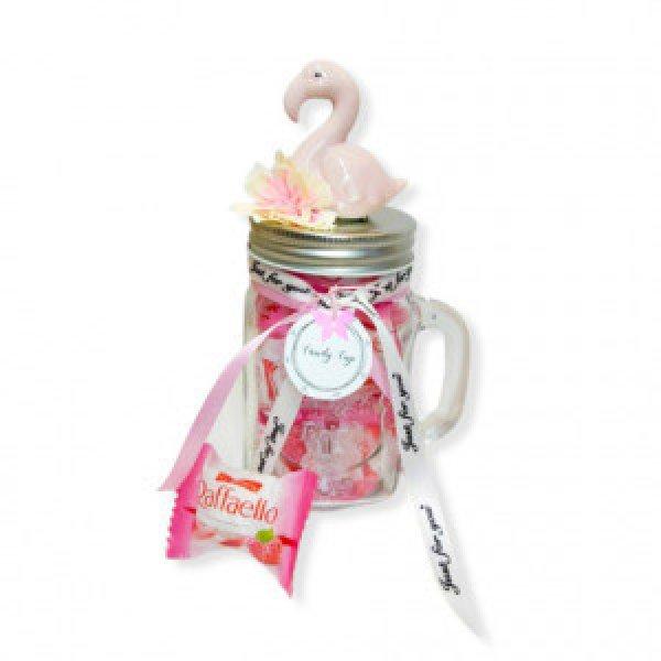 Candy cup - flamingo - málnás Raffaello