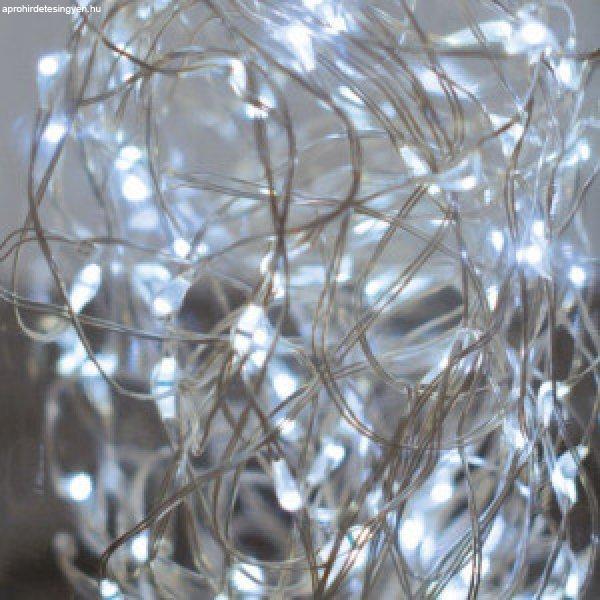 Tündérfény dekorfüzér, hideg fehér, 100 LED, 10 méter, réz kábel