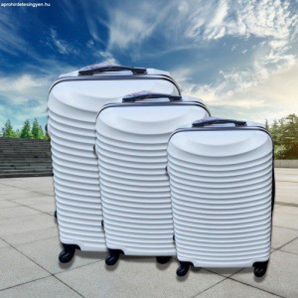 Merev falú utazó bőrönd szett, 3 db-os, 4 kerekű