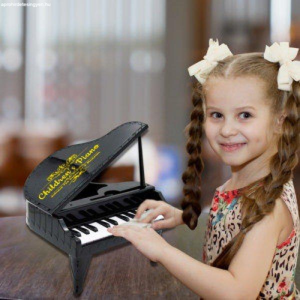 Mini zongora gyerekeknek, 13 dallammal, RGB LED Világítással - fekete