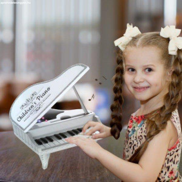 Mini zongora gyerekeknek, 13 dallammal, RGB LED Világítással - fehér