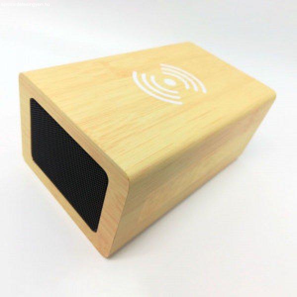 Fából készült sztereó bluetooth hangszóró vezeték nélküli töltő