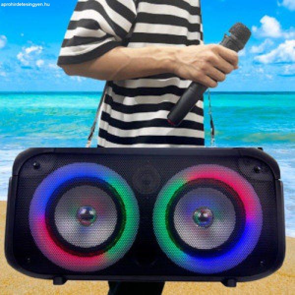 Hordozható karaoke hifi/bluetooth/vezeték nélküli mikrofon/disco fény