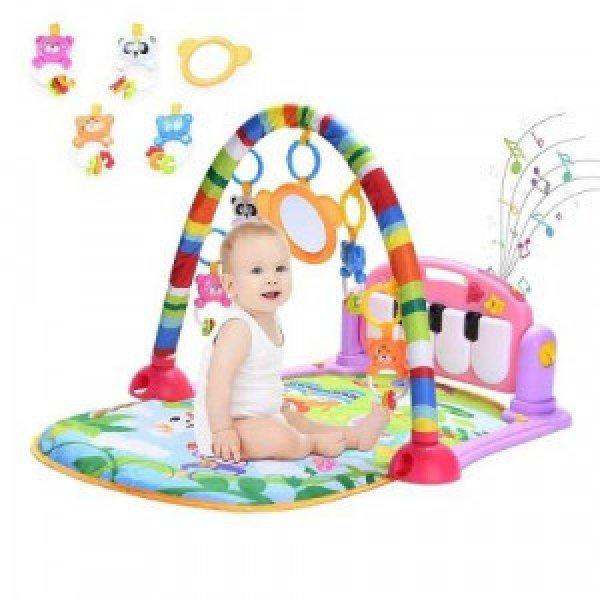 Dallamos baba játék szőnyeg,állatos csörgőkkel, hang-és fényhatásokkal