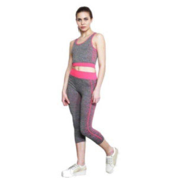 Jóga Fitness Wear karcsúsító sportruházat - pink-szürke