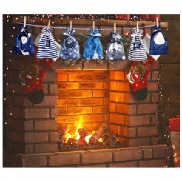 Karácsonyi adventi textil naptár szett - kék és szürke