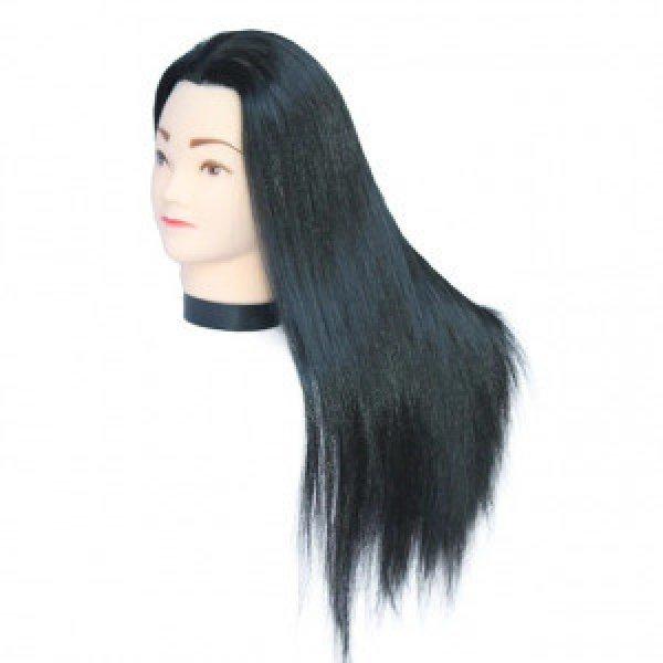 Szintetikus hajú fekete női babafej 50 cm Doxi