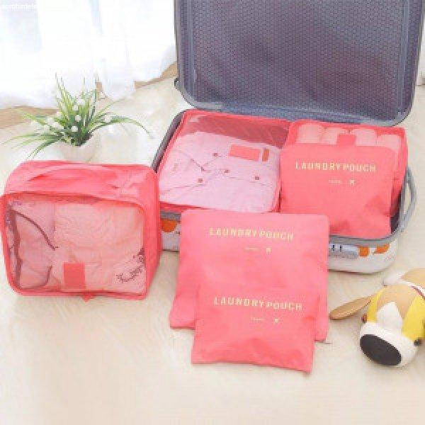 Bőrönd rendszervező készlet (6 db) - rózsaszín