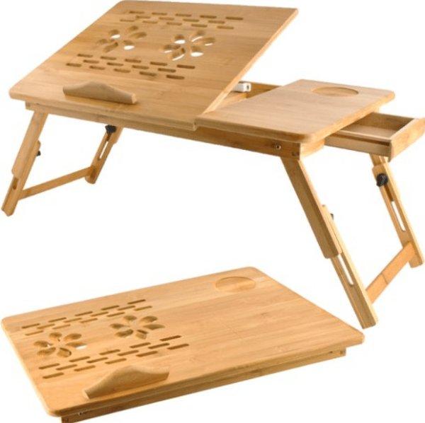 Összecsukható, hordozható bambusz laptop asztal -
állítható magassággal-, és dőlésszöggel
- 69 x 34,6 x 26,5 cm (BB-23452)