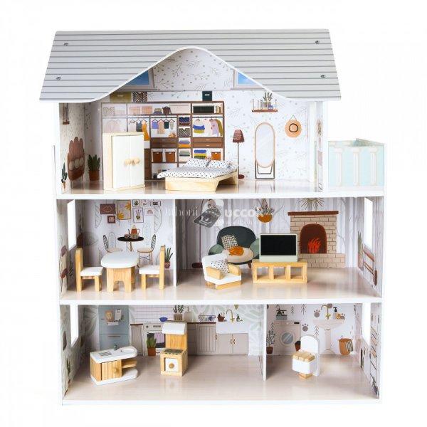 Baba ház bútorokkal Emma Ecotoys Otthon - Gyerekeknek szoba dekoráció
játék - Minőségi fa játék