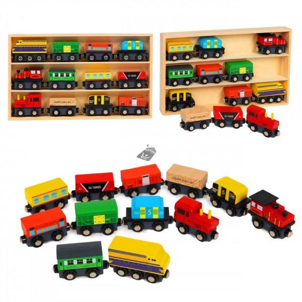 Fa vasúti vonat, 13 elemes, gyerekeknek, játék, kiegészítők, kreatív,
szórakoztató, vasút modell, fa játék, vonatpálya