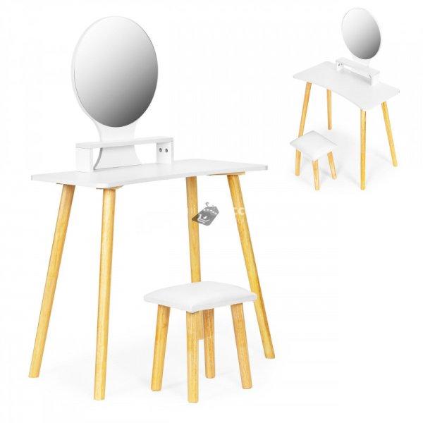 Sminkasztal székkkel és tükör polccal - Modern sminkes asztal - Sminkes
komód - Szépítőasztal - Sminkes székkel