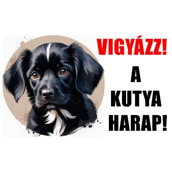 Vigyázz! A kutya harap! PVC tábla kutyás képpel 25x15 cm