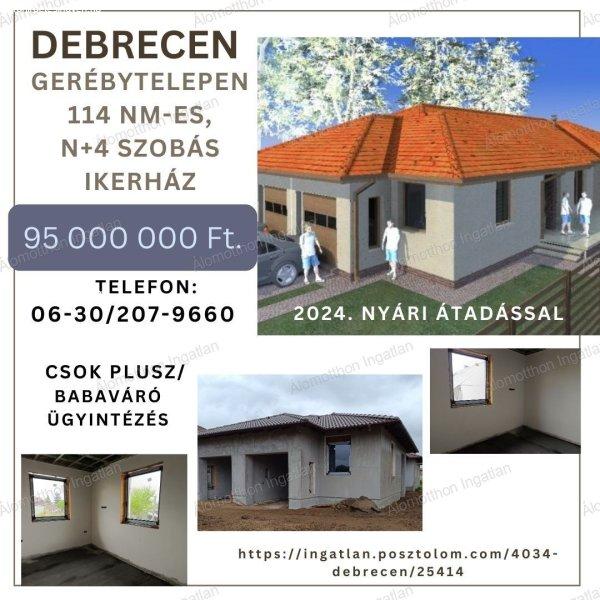 Újépítésű N+4 szobás ikerház Debrecen Gerébytelepen 2024. nyári
átadással!
