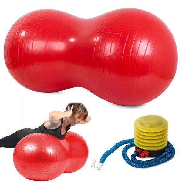 Fitnesz labda pumpával - mogyoró alakú - piros