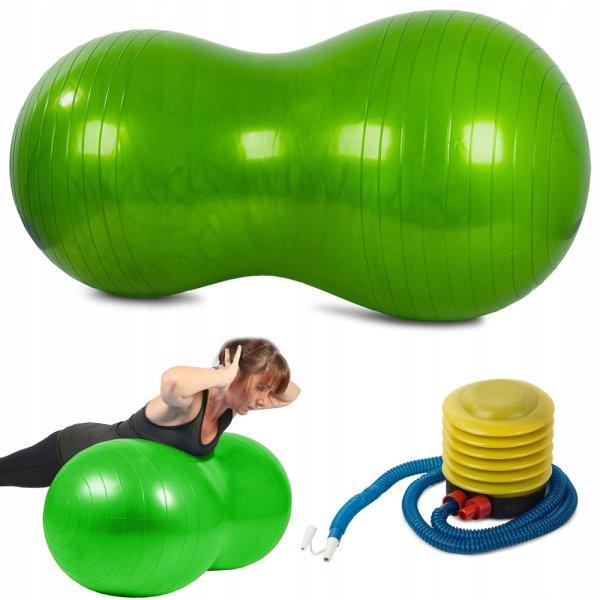 Fitnesz labda pumpával - mogyoró alakú - zöld