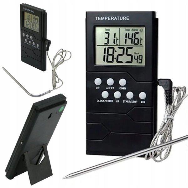 Konyhai hőmérő LCD kijelzővel - fekete