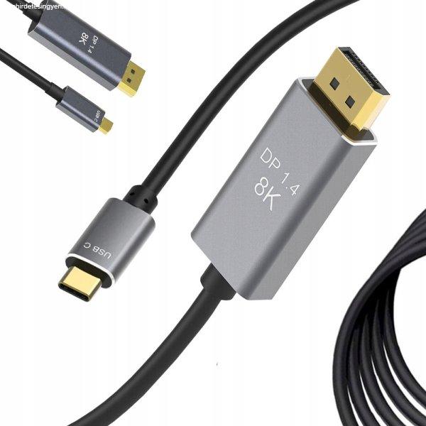 USB-C - DisplayPort 1.4 kábel - 1,8m