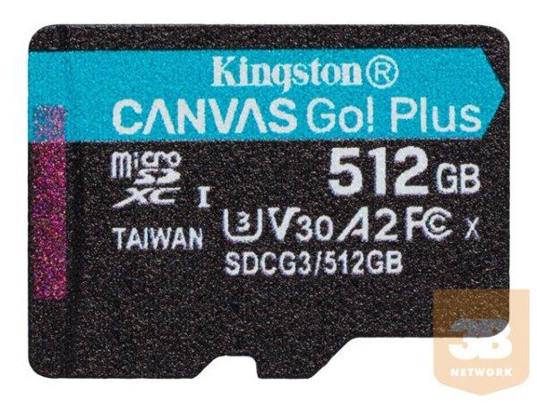 KINGSTON 512GB microSDXC Canvas Go Plus 170R A2 U3 V30 Single Pack w/o ADP