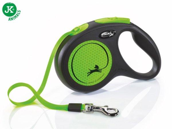 Flexi New Neon M green szalagos 5 m 25 kg automata póráz - zöld (47743-5)