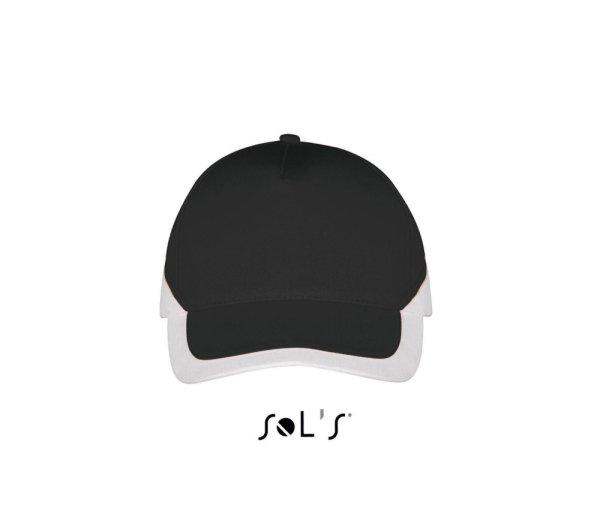 Uniszex fém csatos 5 paneles kétszínű baseball sapka, SOL'S SO00595,
Black/White-U