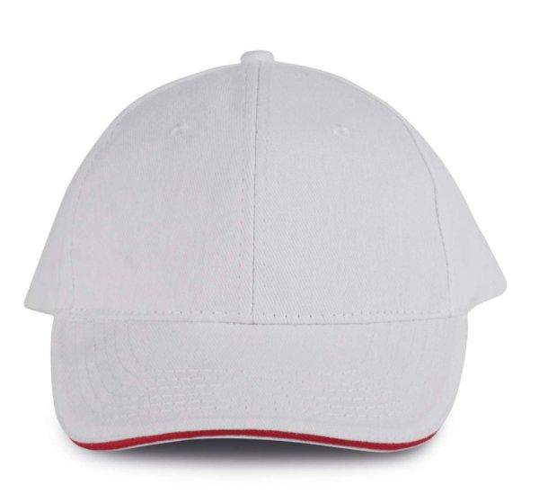 KP011 hat paneles Baseball sapka K-UP, White/Red-U