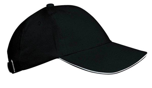 KP042 gyerek baseball sapka hat paneles fém csatos K-UP, Black/White-U
